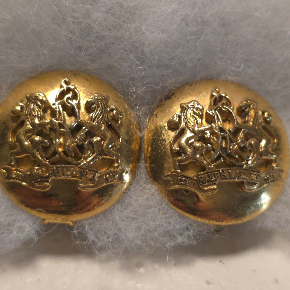 Ralph Lauren Vintage Crest Button Earrings